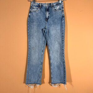 Zara High Rise Waist Distressed Raw Hem Pants